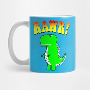 Cute T-Rex Dino Retro Groovy Text Mug